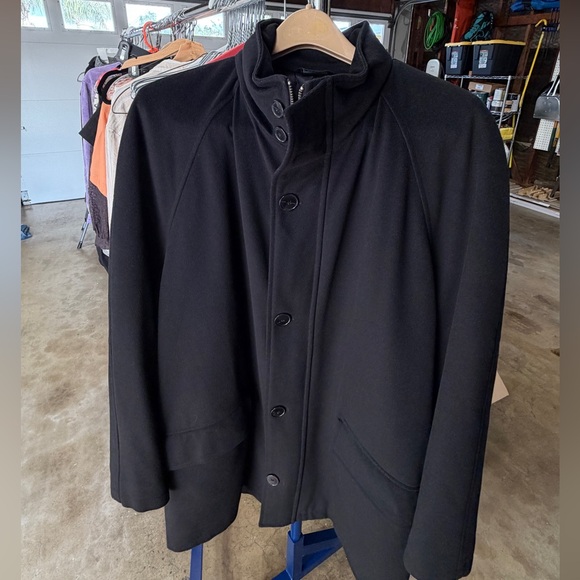 Loro Piana 100% Wool Storm System Classic Black Trench Pea Coat Insulated 42 - Picture 14 of 14
